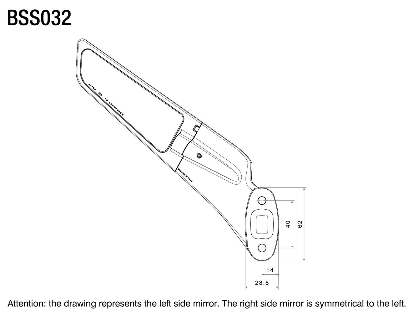 Rizoma_Stealth_Specchietto_Mirror_Honda_CBR650R_BSS032_Dimensions