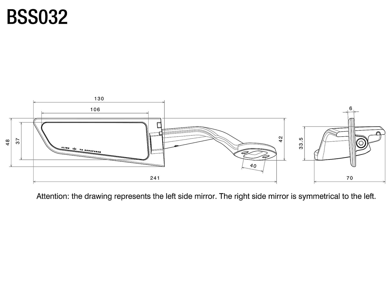 Rizoma_Stealth_Specchietto_Mirror_Honda_CBR650R_CBR650F_CBR500R_BSS032_Dimensions